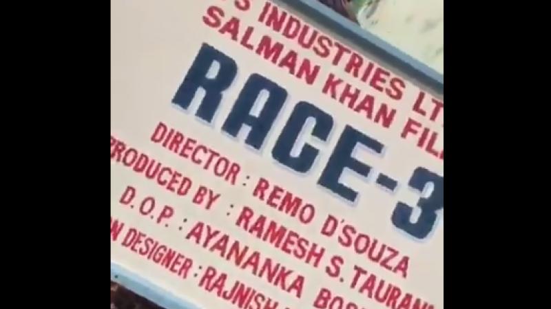 A screenshot from the video on Race 3 sets.