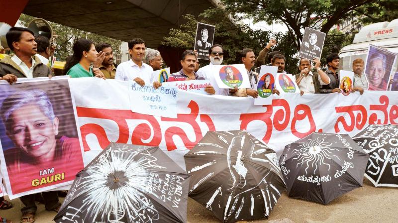 A file photo of a protest held after Gauri Lankeshs murder   (Image: KPN)