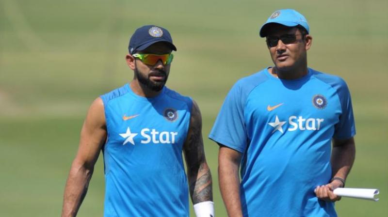Both Virat Kohli and Anil Kumble had reservations as the practice arena adjacent to the Edgebaston Cricket Ground was small in size. (Photo: AFP)