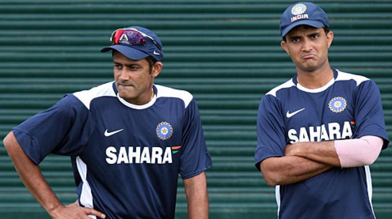 Sourav Ganguly, who had had his own problems with the then Team India head coach Greg Chappell, in 2005, when he was the skipper, has met the Indian cricket team at their team hotel to get players feedbacks on current head coach Anil Kumble. (Photo: AFP)