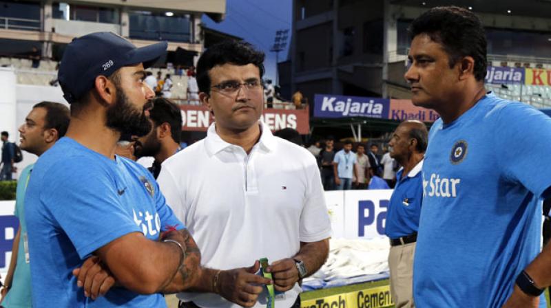 Sourav Ganguly met with the Indian cricket team to get their feedbacks on head coach Anil Kumble, on Friday. (Photo: BCCI)