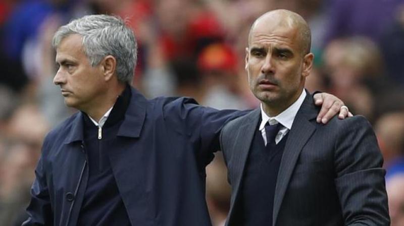 Mourinho also questioned Guardiolas right to wear a yellow ribbon in solidarity with imprisoned Catalan politicians, suggesting he would find himself in hot water with the authorities if he made a similar gesture. (Photo: AFP)