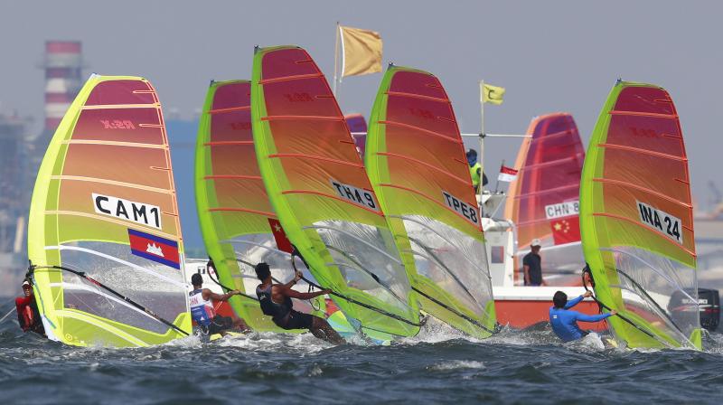 Varun Thakkar Ashok and Chengappa Ganapathy Kelapanda won bronze with a total of 53 after race 15 in the 49er mens event. (Photo: AP)