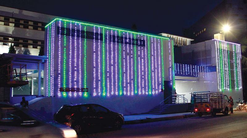 The AG-DMS metro  station set to be inaugurated on Friday, decorated with lights. (Photo: DC)