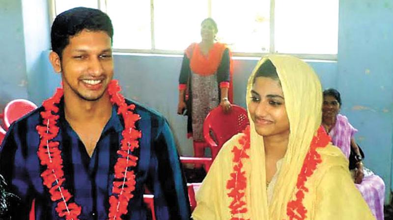 Gautham and Anshida, the inter-faith couple of Perambra at the time of their marriage in 2014 (file pic).