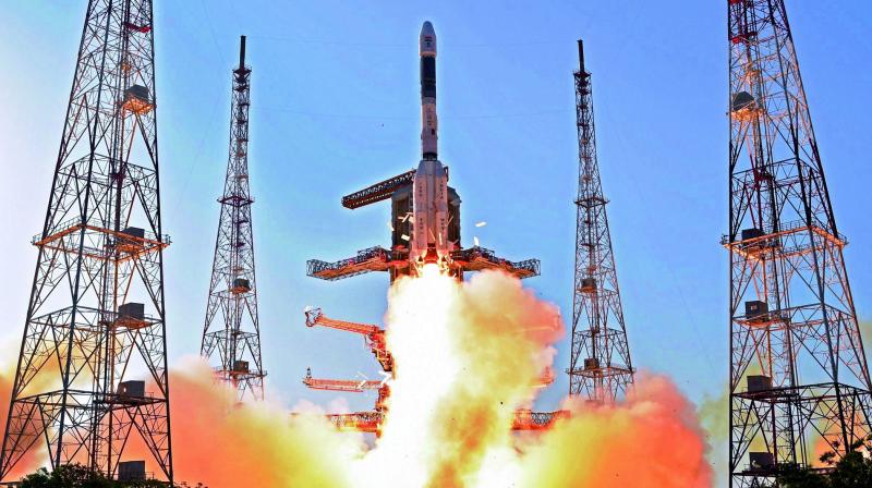 Isros communication satellite GSAT-9 on-board GSLV-F09 lifts off from Satish Dhawan Space Centre in Sriharikota on Friday. (Photo: PTI)