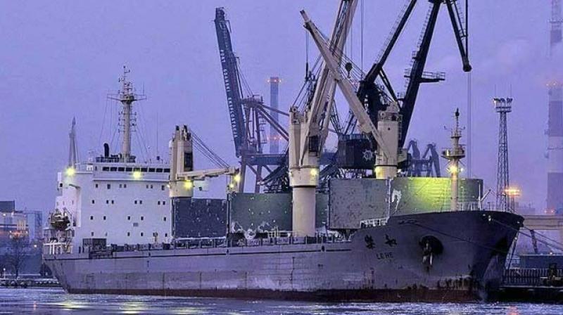 A Chinese ship docked at Pakistans newly built Gwadar port. (Photo: Twitter)