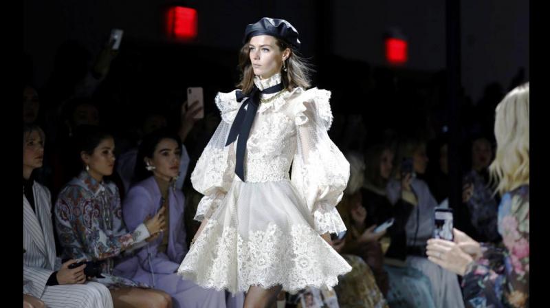 A stunning chic look by Zimmermann for a modern day spy at NYFW 2019. (Photo: AP)