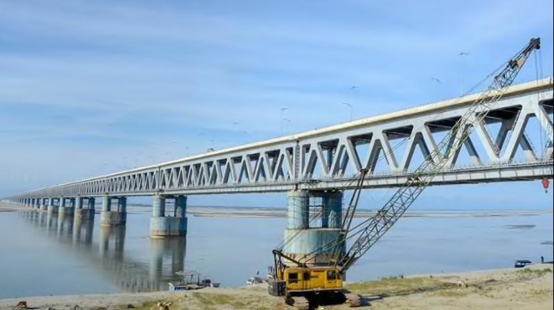 Bogibeel Bridge, Indias longest railroad bridge, connects the north and south banks of the Brahmaputra and falls in the eastern part of Assam and Arunachal Pradesh. (Photo: PTI)