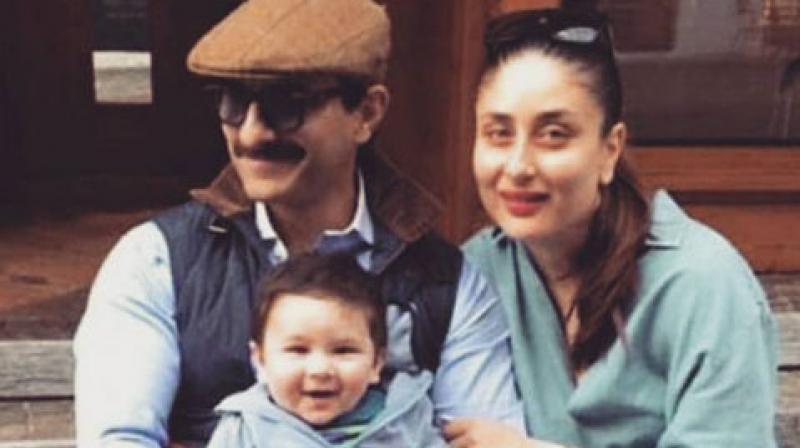 Saif Ali Khan with Kareena Kapoor Khan and Taimur.