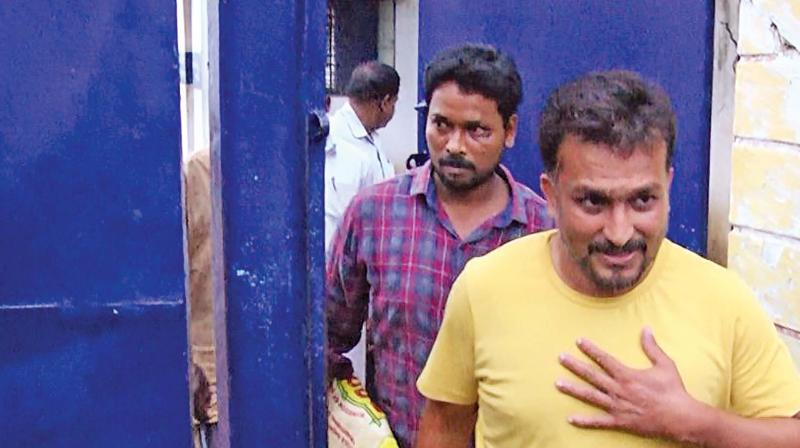 Social activist Piyush Manush comes out of jail in  Salem on Friday. (Photo:DC)