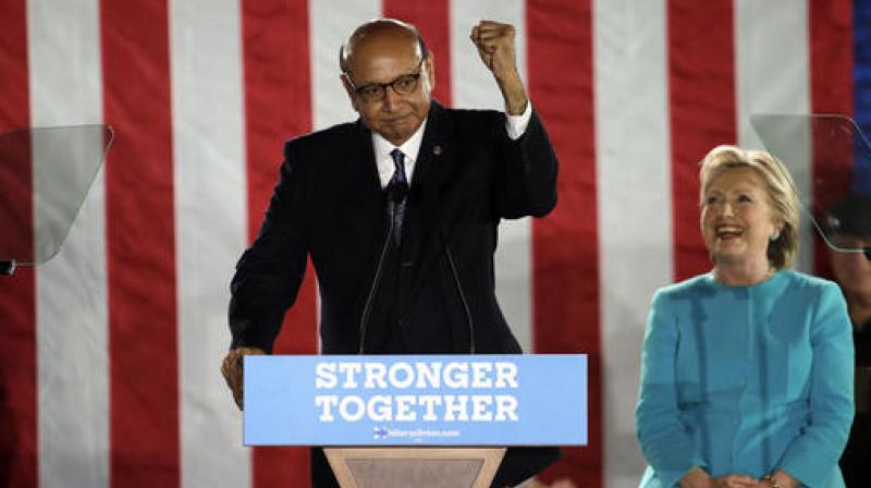 Khizr Khan, whose son Army Captain Humayun Khan was killed in Iraq saving his fellow soldiers, speaks during a campaign rally for Democratic presidential candidate Hillary Clinton. (Photo: AP)