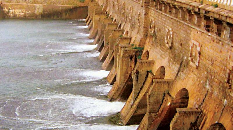 A file photo of water being released from KRS dam near Mysuru