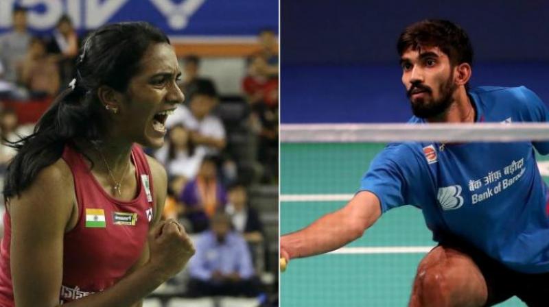 Star shuttlers P V Sindhu and Kidambi Srikanth notched up straight-game wins to progress to the quarterfinals but it was curtains for Saina Nehwal in the USD 700,000 Malaysia Open world tour super 750 tournament. (Photo: PTI)