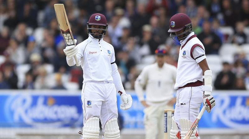 Shai Hope scored two tons in the match while Kraigg Brathwaite fell just five runs short of also scoring twin hundreds at Headingley, combining with Hope for two partnerships worth 390 runs in total, including a key stand of 144 on Day 5 of the Test. (Photo: AP)