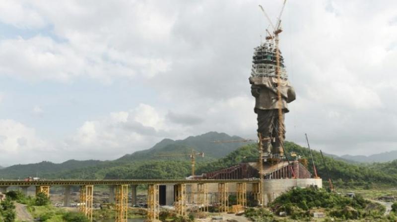 A 182-metre-high (600-foot-high) tribute to independence icon Sardar Vallabhbhai Patel in Gujarat state will be the first to dwarf the Spring Temple Buddha in China, currently the worlds biggest statue at 128 metres (420 feet) in height. (Photo: AFP)