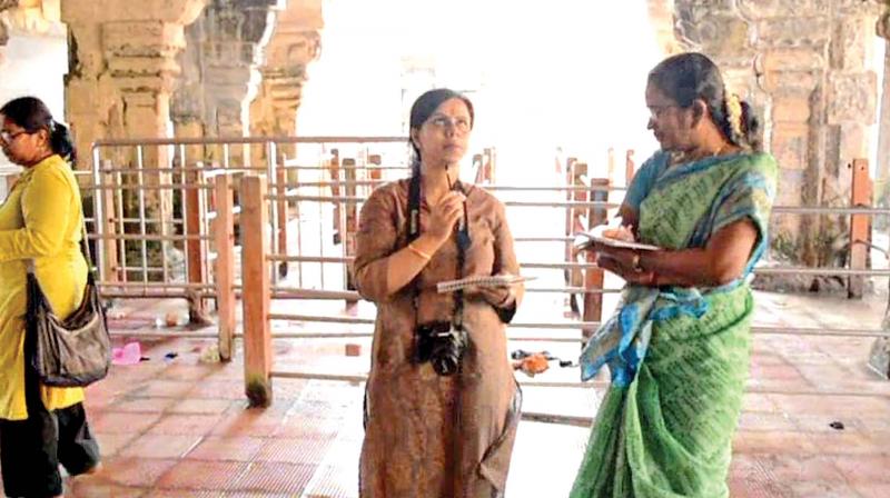 Experts team at the second corridor at Rameswaram temple on Thursday (Photo: DC)