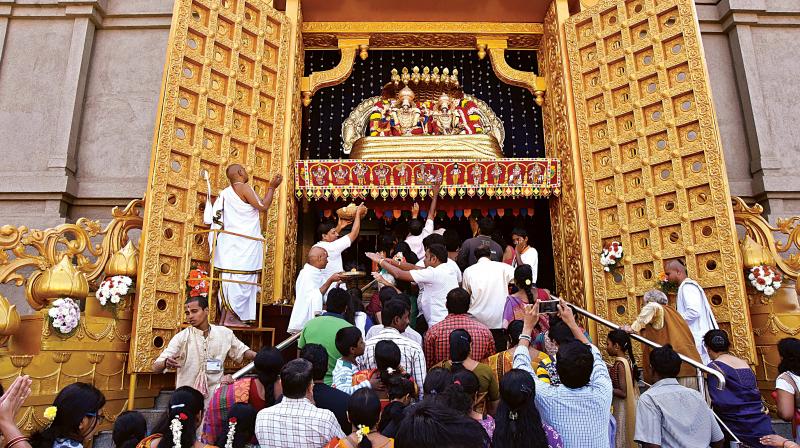 Nearly one lakh devotees thronged the ISKCON temple in Rajajinagar, from 3 am till late night to celebrate Vaikunta Ekadashi on Friday.