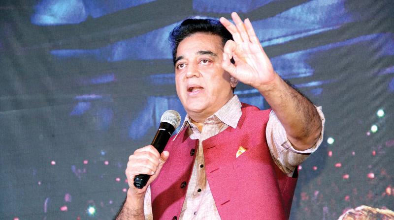 Kamal Haasan at an interaction with the media on his birthday in Chennai on Tuesday. (Photo: DC)