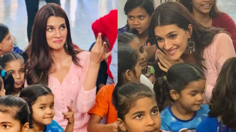 Kriti Sanon with kids at an orphanage.