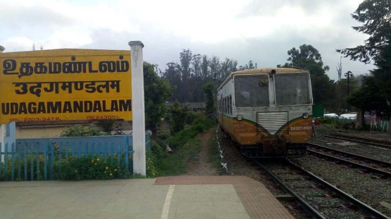 The rail bus out on a trail run at the Ooty railway station yard on Thursday. (Photo: DC)
