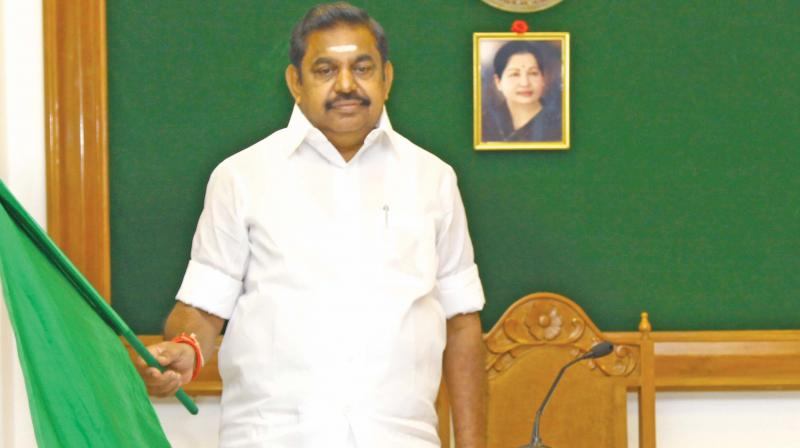Chief Minister Edappadi K. Palaniswami flagging off the first container mainline vessel from Tuticorin port through video conferencing from the Secretariat on Wednesday. (Photo: DC)