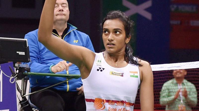 Sindhu displayed nerves of steel as she produced some scintillating low lifts and dominated the nets to see off Koreas Sung Ji Hyun. (Photo: PTI)