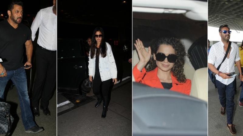 B- town celebs Salman, Katrina, Kangana, Ajay and family snapped at the Airport