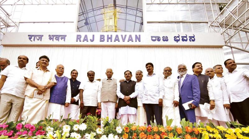 H. D. Kumaraswamy at the swearing in ceremony of ministers, in Bengaluru on Wednesday (DC:Photo)