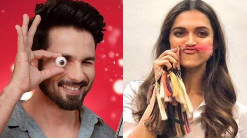 Shahid Kapoor and Deepika Padukone during measurements for their wax statues.
