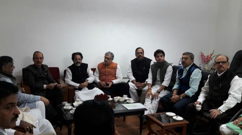 Opposition leaders at a meeting in the Parliament. (Photo: Twitter/ANI)