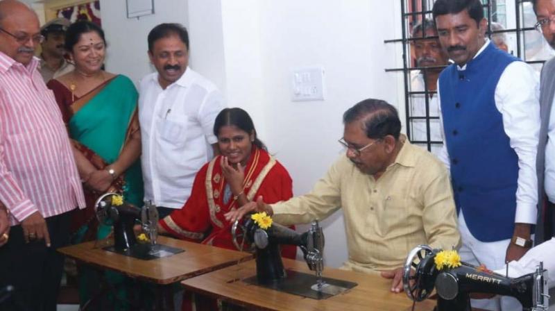 (From left) Bengaluru Mayor Gangambike Mallikarjun Deputy Chief Minister Dr. G Parameshwara inaugurates the various developmental works at Shankar mutt ward in Bengaluru on Monday