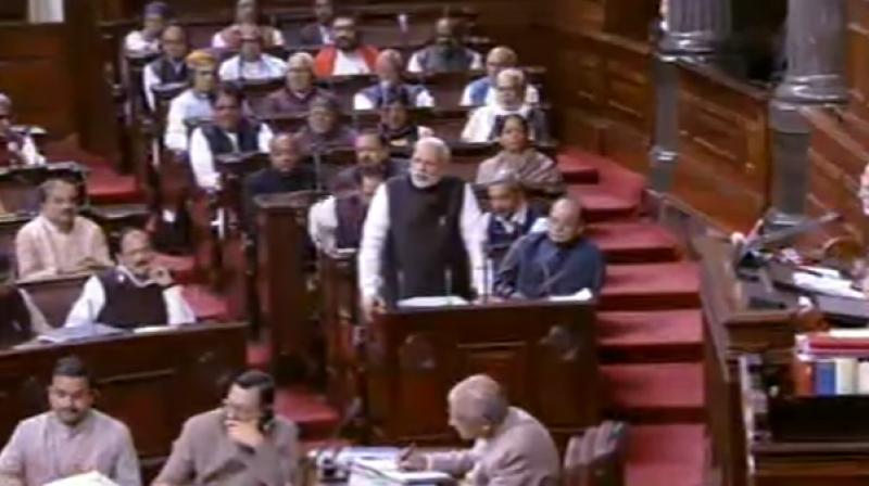 Prime Minister Narendra Modi addresses Rajya Sabha.