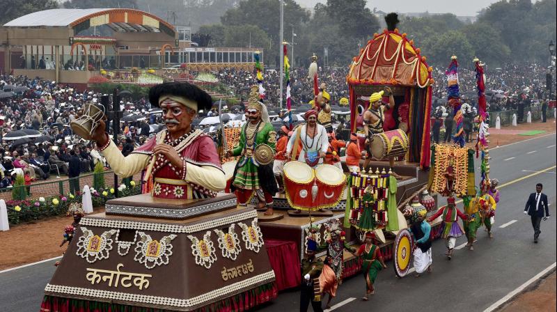Karnataka state tableau being display during the the 68th Republic Day celebrations at Rajpath in New Delhi. (Photo: PTI/File)
