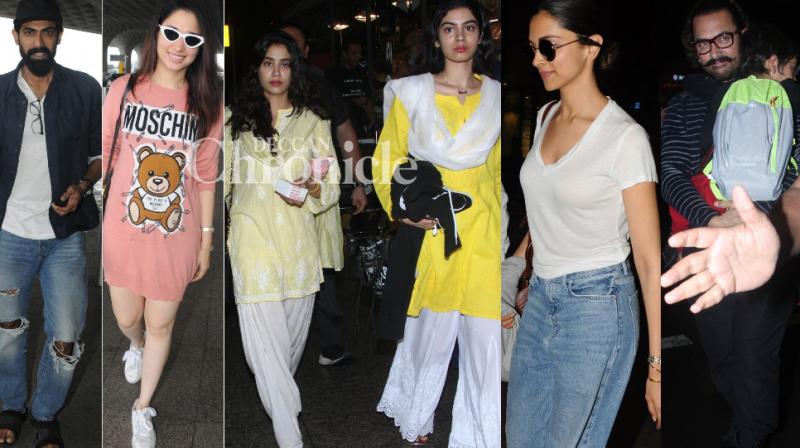 Deepika, Janhvi back from South, Aamir with son, Baahubali duo, others snapped
