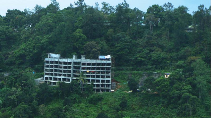 A building under construction in Munnar