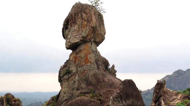 The Phantom Rock at Ambalavayal which is facing threat from quarry mafia.