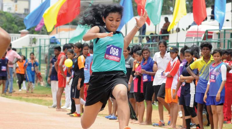 An athlete at the 13th Athletic Meet of CBSE south zone Sahodaya Complex held in Thiruvananthapuram in September (Photo: A.V. Muzafar/file)