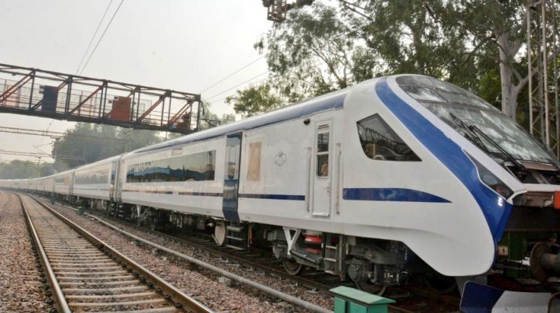 Train 18, developed by the Integral Coach Factory and seen as a successor to the prestigious 30-year-old Shatabdi Express, was flagged off by Railway Board chairman Ashwani Lohani on October 29. (Photo: twitter | @RailwayNorthern)