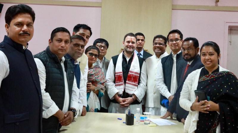 Rahul Gandhi met with senior party leaders Mohsina Kidwai and Sheila Dikshit after filing his nomination papers. (Photo: Twitter/INCIndia)