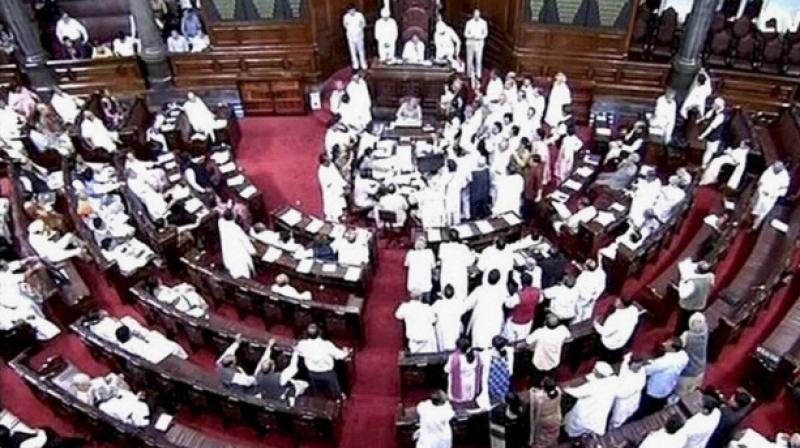 While Congress members trooped into the Well, several AIADMK members were seen standing along their seats. (Photo: file)