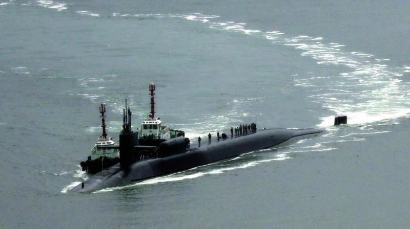 Nuclear-powered submarine USS Michigan in drills near the Korean Peninsula
