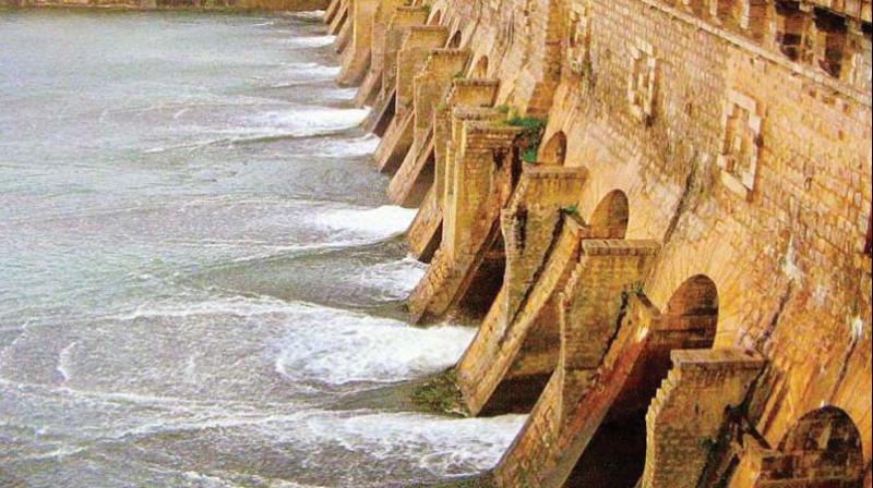 A file photo of Cauvery water being released to TN from the KRS dam near Mandya.