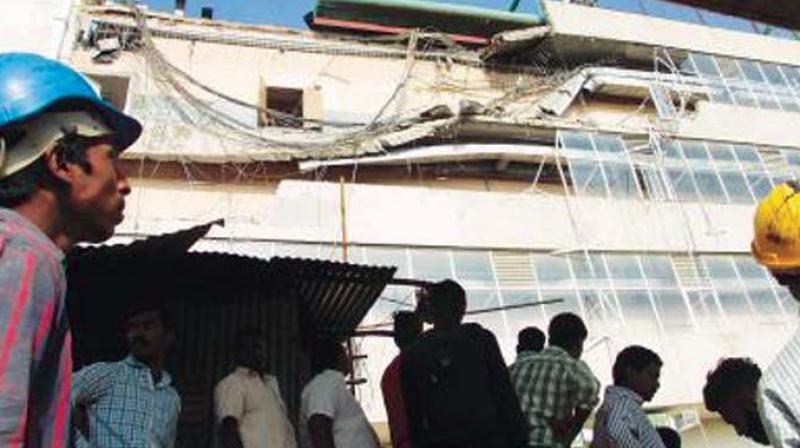 A file photo of the collapsed portion of Mantri Mall in Bengaluru.