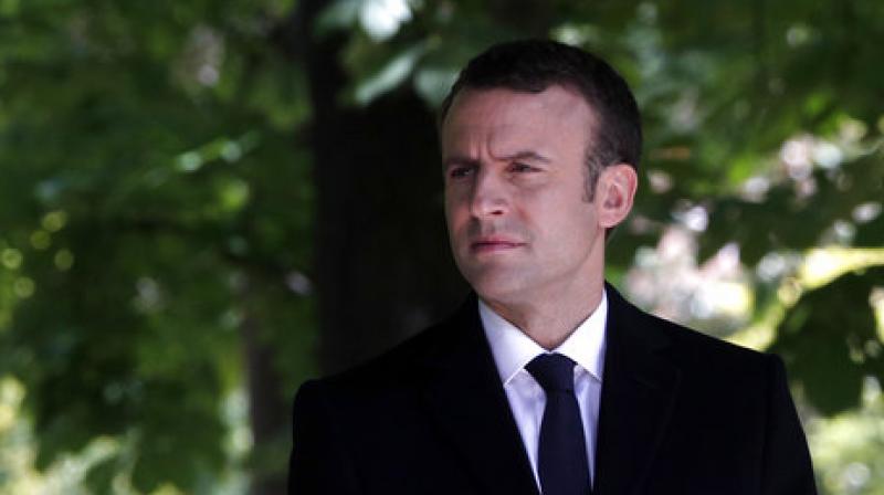 French President-elect Emmanuel Macron attends a ceremony commemorating the abolition of slavery, in Paris. (Photo: AP)