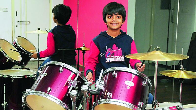 Drumming his way into  peoples heart: Arnav Kuppachi.