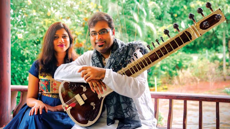 Singer Gayatri Asokan and Pankaj Udhas