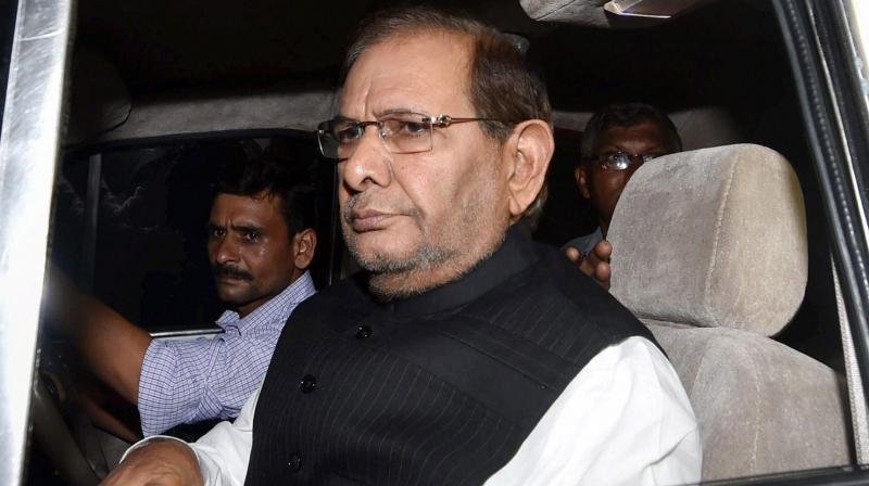 JDU leader Sharad Yadav arrives for an All Party Meeting at Home Minister Rajnath Singhs Residence in New Delhi. (Photo: PTI)