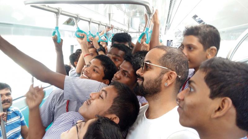 The students were pretty excited about exploring Kochi Metro.