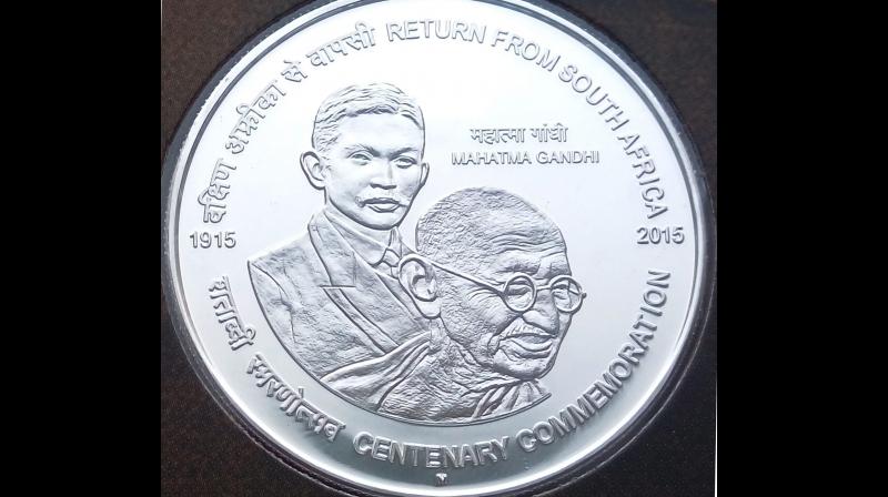 Commemorative coin on Centenary of Mahatma Gandhis Return from South Africa. (Photo: PTI)